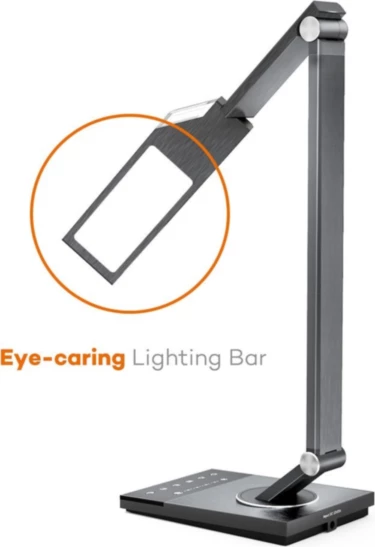 Llambë tavoline LED TaoTronics TT-DL16, kontroll me prekje, 12W, 1200lm, 5 moda ngjyre, USB 5V/2A, zi-gri