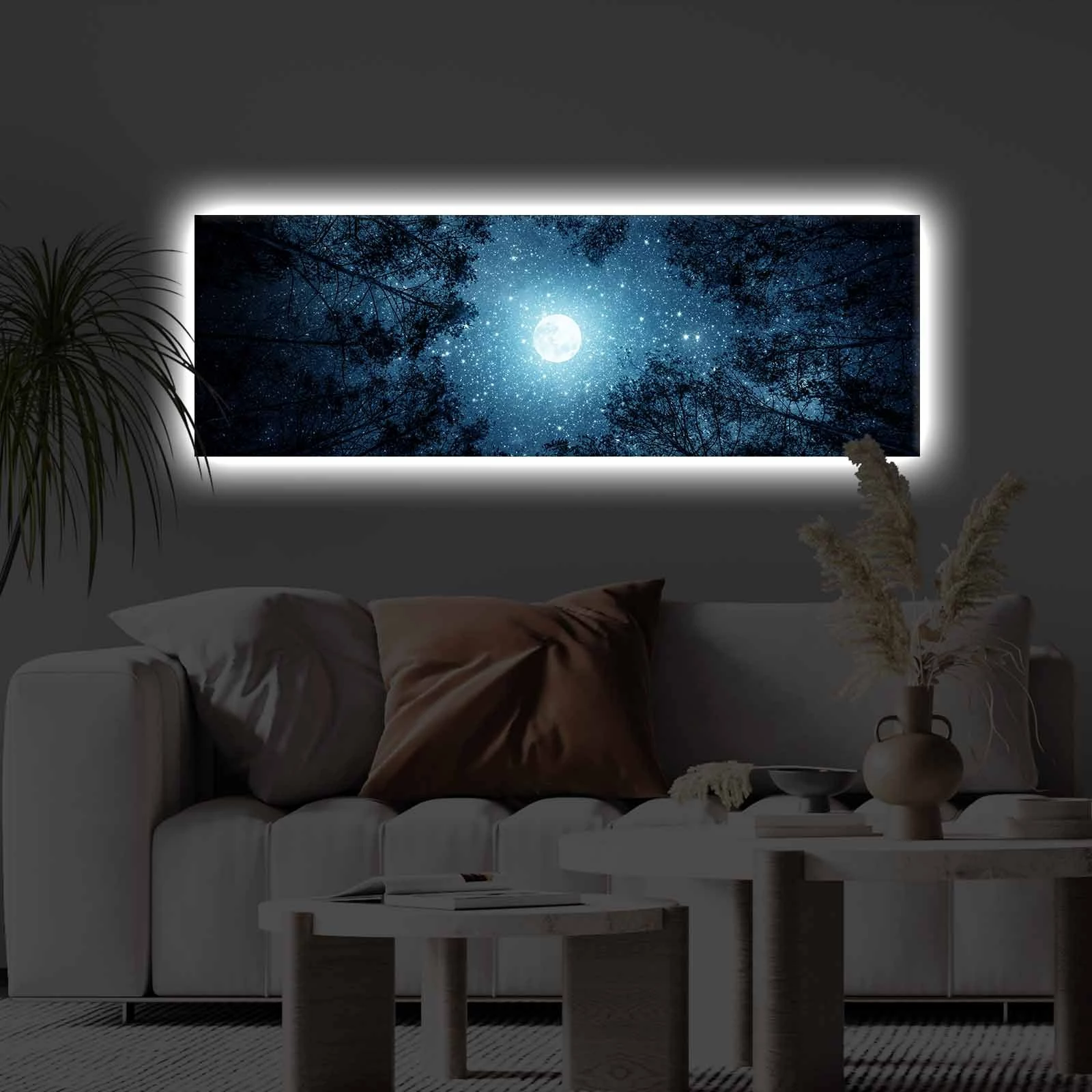 Pikturë dekorative me drita LED, kanavacë, shumëngjyrëshe, 30x90cm, 3090KTLGDACT-011