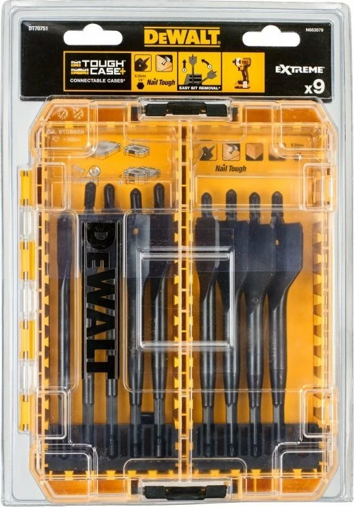 Set burgjish lopatë për dru DeWalt DT70751 12-32 mm, 9 copë, Tough Case