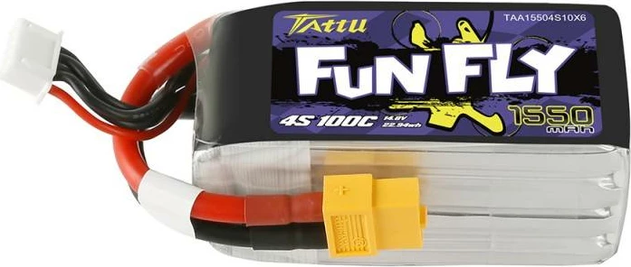 Bateri LiPo Tattu Funfly 1550mAh 4S1P 100C, për dronë, e zezë