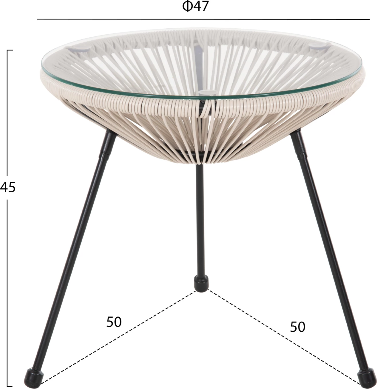 Tavolinë kafeje për jashtë ALLEGRA FH5874.03 metalike, ngjyrë e zezë - ratan sintetik, ngjyrë bezhë, Φ47x45H cm