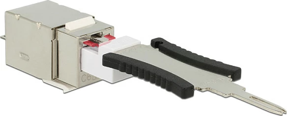 Modul Keystone DeLOCK 86404, RJ-45 femër, mekanizëm bllokimi, argjendtë