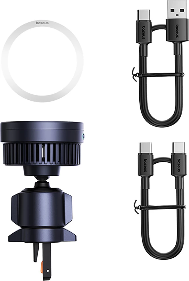 Mbajtës magnetik Baseus MagPro BS-CW04 me karikues wireless 15W, për ventilator të makinës, Zi