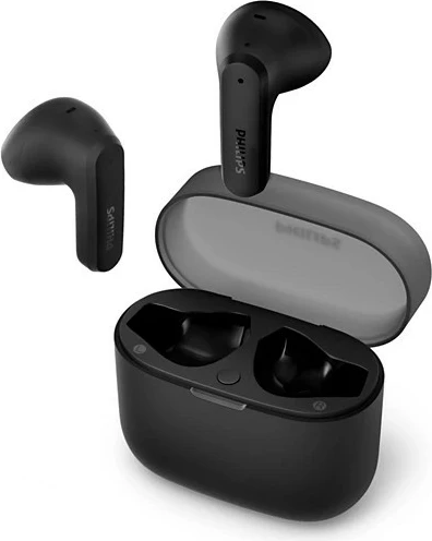 Kufje pa tela Philips TAT2139BK/00 TWS Bluetooth 5.3 28 orë me kuti karikimi IPX4 me mikrofon të zeza