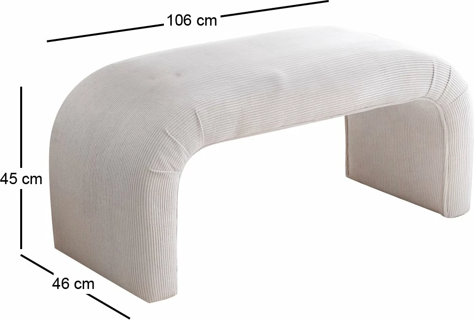 Pouf Atelier del Sofa, Nu Bench fitilli, ngjyrë e bardhë