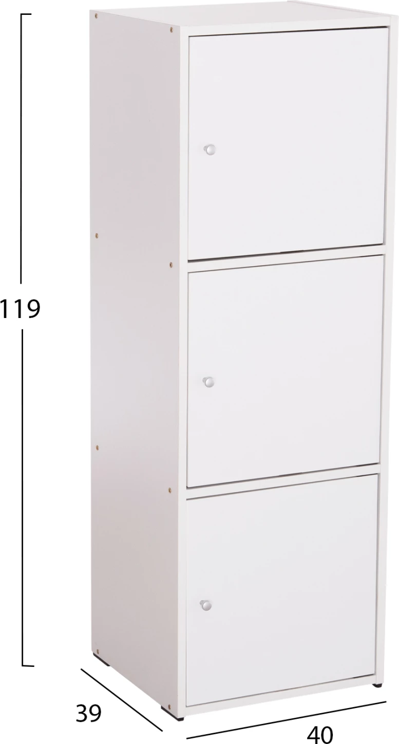 Kabinet me 3 hapësira ruajtëse, Soriano, FH9939.01, melaminë e bardhë, 40x39x119H cm.