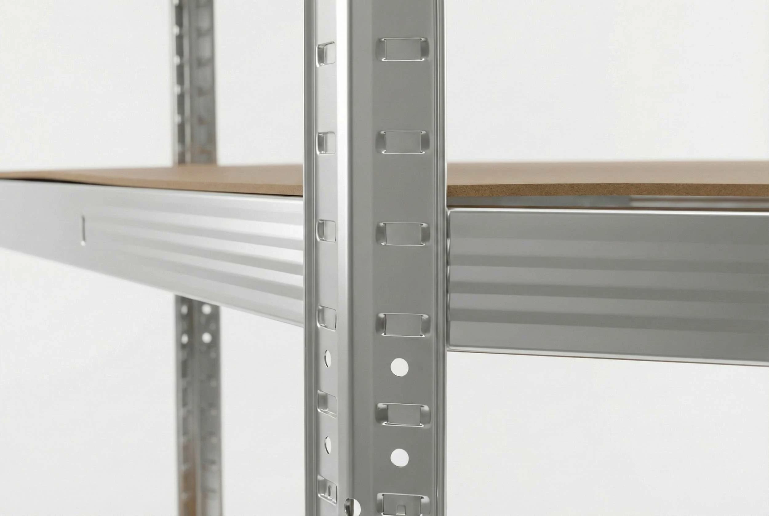 Raft këndi pune PROLINE 62040, 5 rafte MDF, 180x90x90 cm, 175 kg/raft, argjendtë galvanizuar