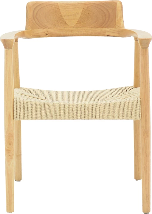 Karrige me krahë prej druri dhe litar, ngjyrë natyrale, 58x54x79cm