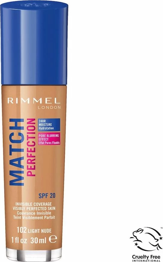 Fondatinë Rimmel Match Perfection 102 Light Nude SPF20 30ml