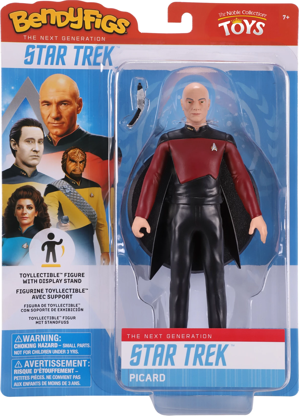 Figurinë NOBLE COLLECTION Bendyfigs Captain Jean-Luc Picard 19 cm, e pozueshme, me bazë, e kuqe/zezë