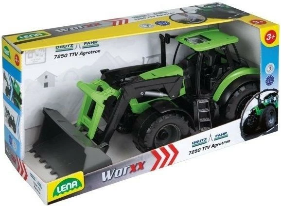 Traktor lodër Lena Worxx Deutz Fahr Agrotron 1:15 me kovë, 45 cm, e gjelbër/zezë/gri