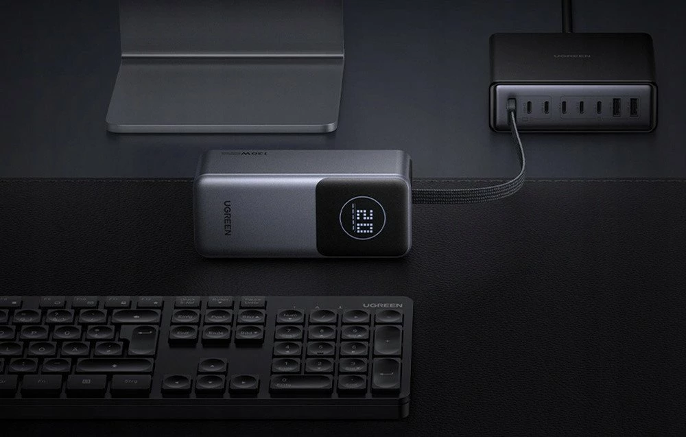 Powerbank Ugreen PB723 20000mAh 130W me USB-A + 2xUSB-C (55365B), gri