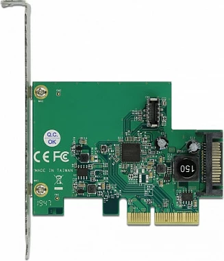 Kartë zgjerimi PCIe DeLOCK, PCIe 3.0 x4, USB 3.2 Gen 2 10Gbps, header i brendshëm Type-E Key A 20-pin, SATA