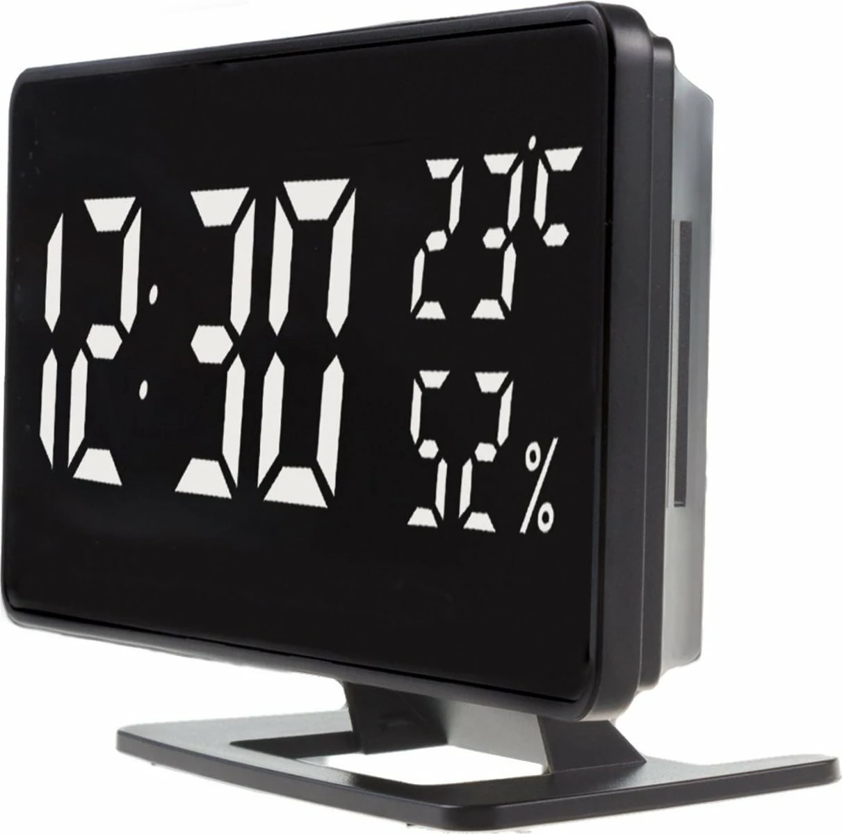 Orë digjitale me alarm GreenBlue GB395, me termometër dhe higrometër, USB-C, e zezë