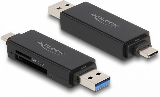 Lexues kartelash DeLOCK SuperSpeed USB 3.2 Gen 1, USB-C/USB-A, SD/MicroSD, i zi