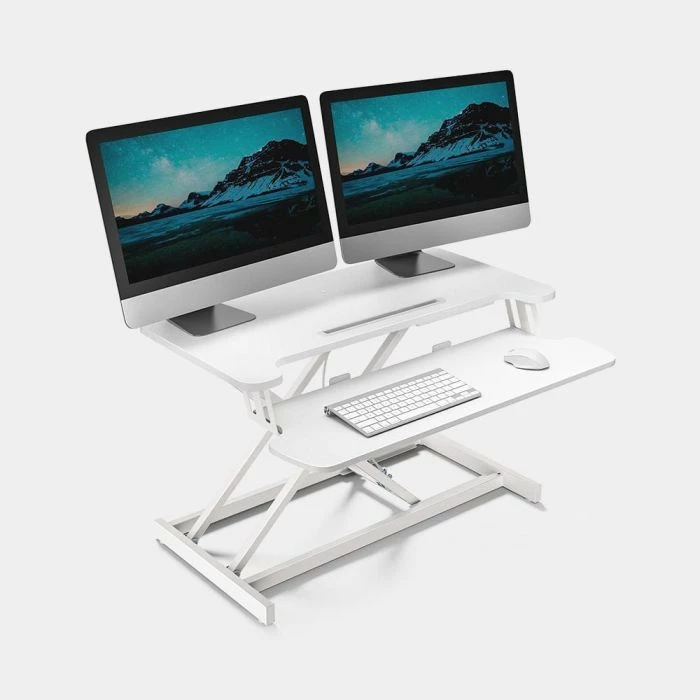 Konvertues tavoline ngritëse VONHAUS 3000917 80x40cm, rregullim lartësie 11.5–51cm, me tabaka tastiere, i bardhë