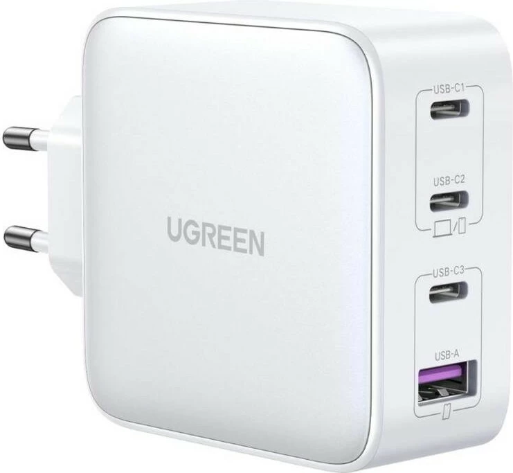 Karikues universal Ugreen Nexode 100W GaN, 4 porta USB-C/USB-A, i bardhë