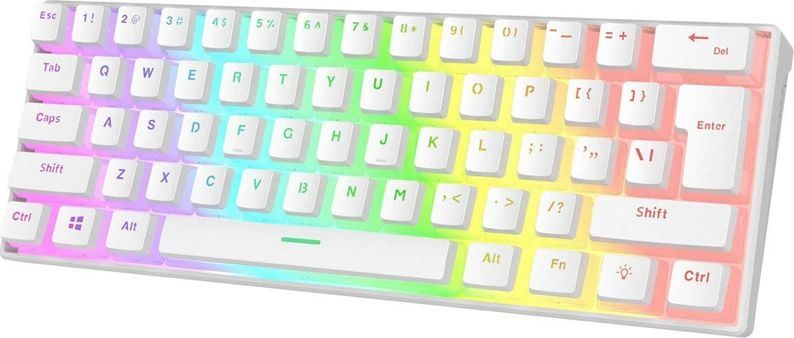Tastierë gaming Rampage Radiant K11, 60%, RGB, Blue Switch, e bardhë