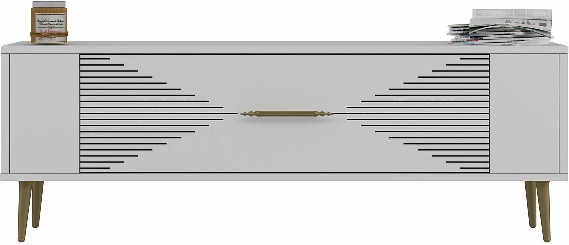 Komodë TV Skye Decor, e bardhë, e artë, Retrol1