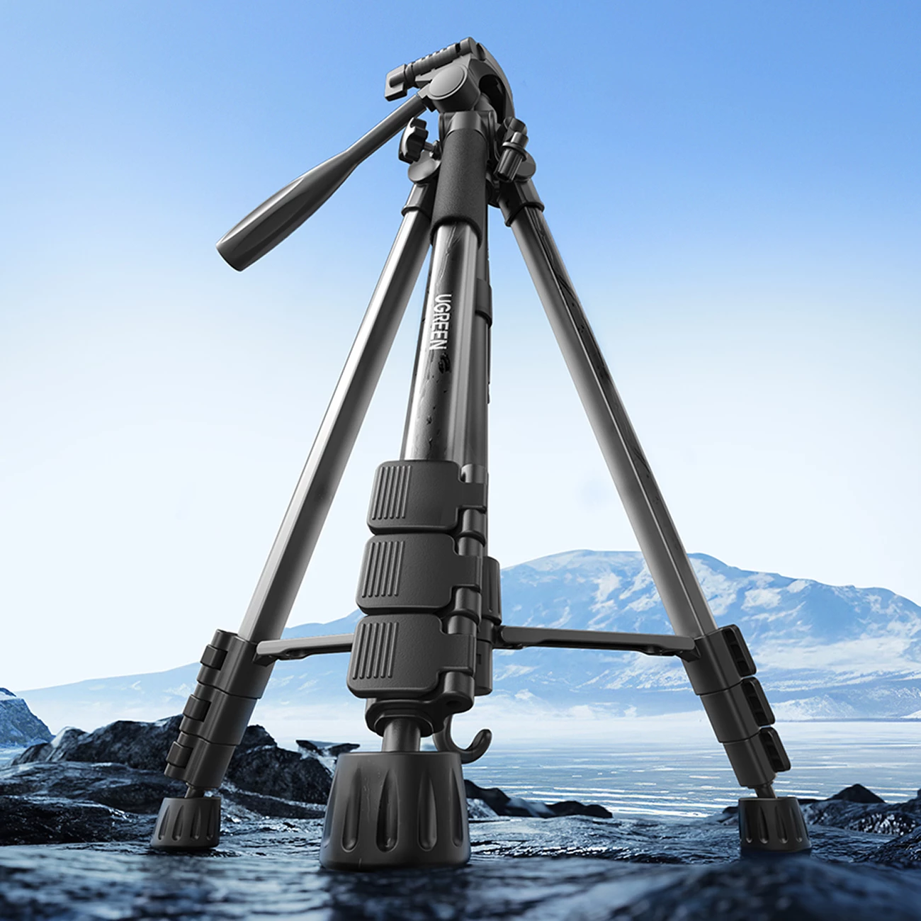 Tripod profesional Ugreen LP661 për kamera e smartphone, 175 cm, i zi/gri