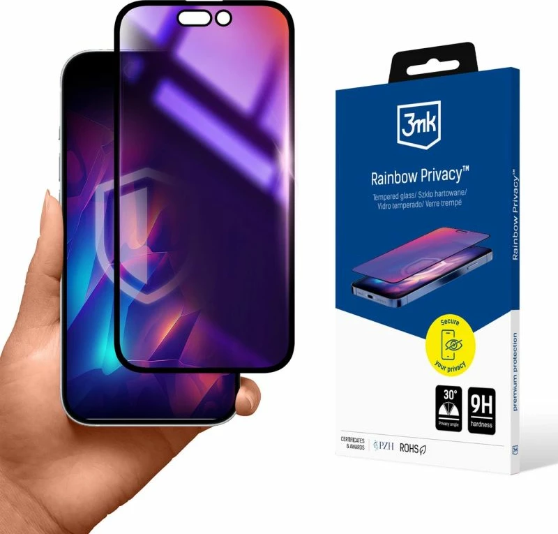 Mbrojtës ekrani tempered glass 3mk Rainbow Privacy për iPhone 15 Pro Max