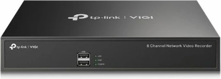 Regjistrues video në rrjet (NVR) TP-LINK VIGI NVR1008H, 8-kanal, deri 8MP, H.265+, 1xSATA deri 10TB, HDMI 4K, 24/7, zi
