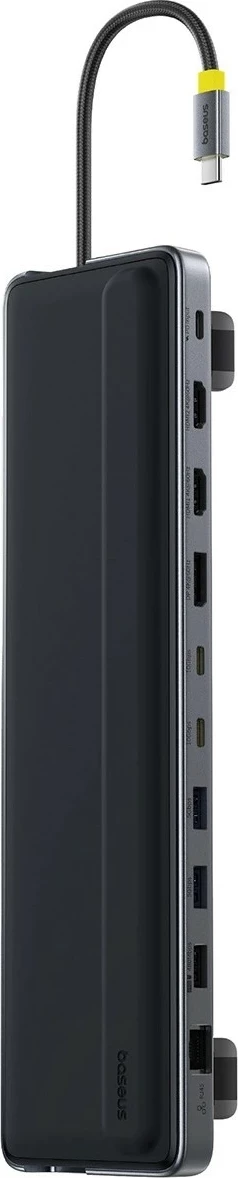Doking stacion Baseus EliteJoy EH3, 12në1, USB-C, 2xHDMI 4K@60Hz, DP 4K@60Hz, 2xUSB-C 10Gb/s, 2xUSB-A 5Gb/s, USB-A 480Mb/s, SD/microSD 3.0, RJ45 1Gb, USB-C PD, hiri