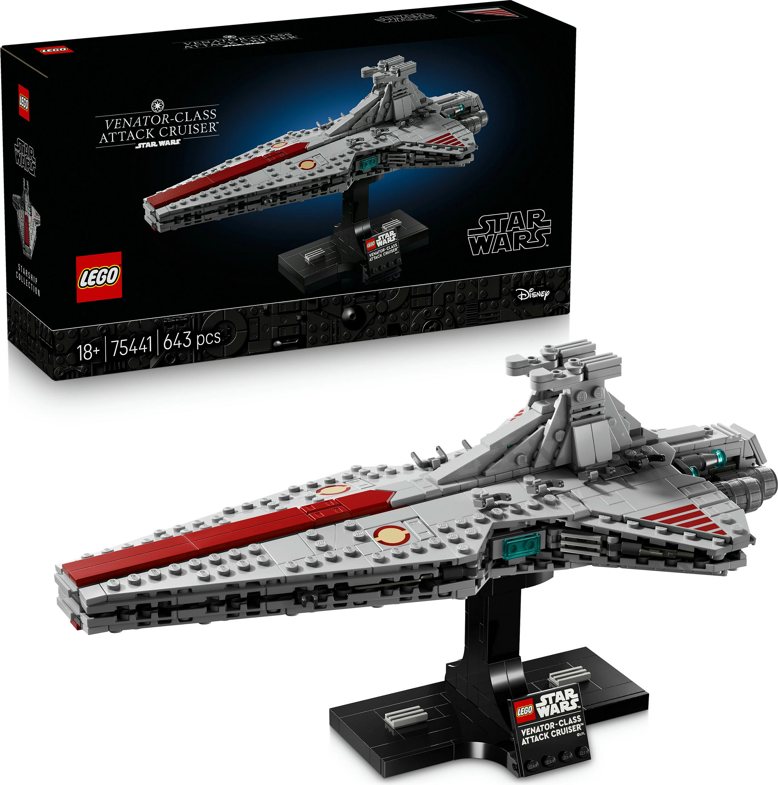 Set ndërtimi LEGO Star Wars Venator-Class Attack Cruiser 75441, 643 pjesë, 18+, shumëngjyrësh