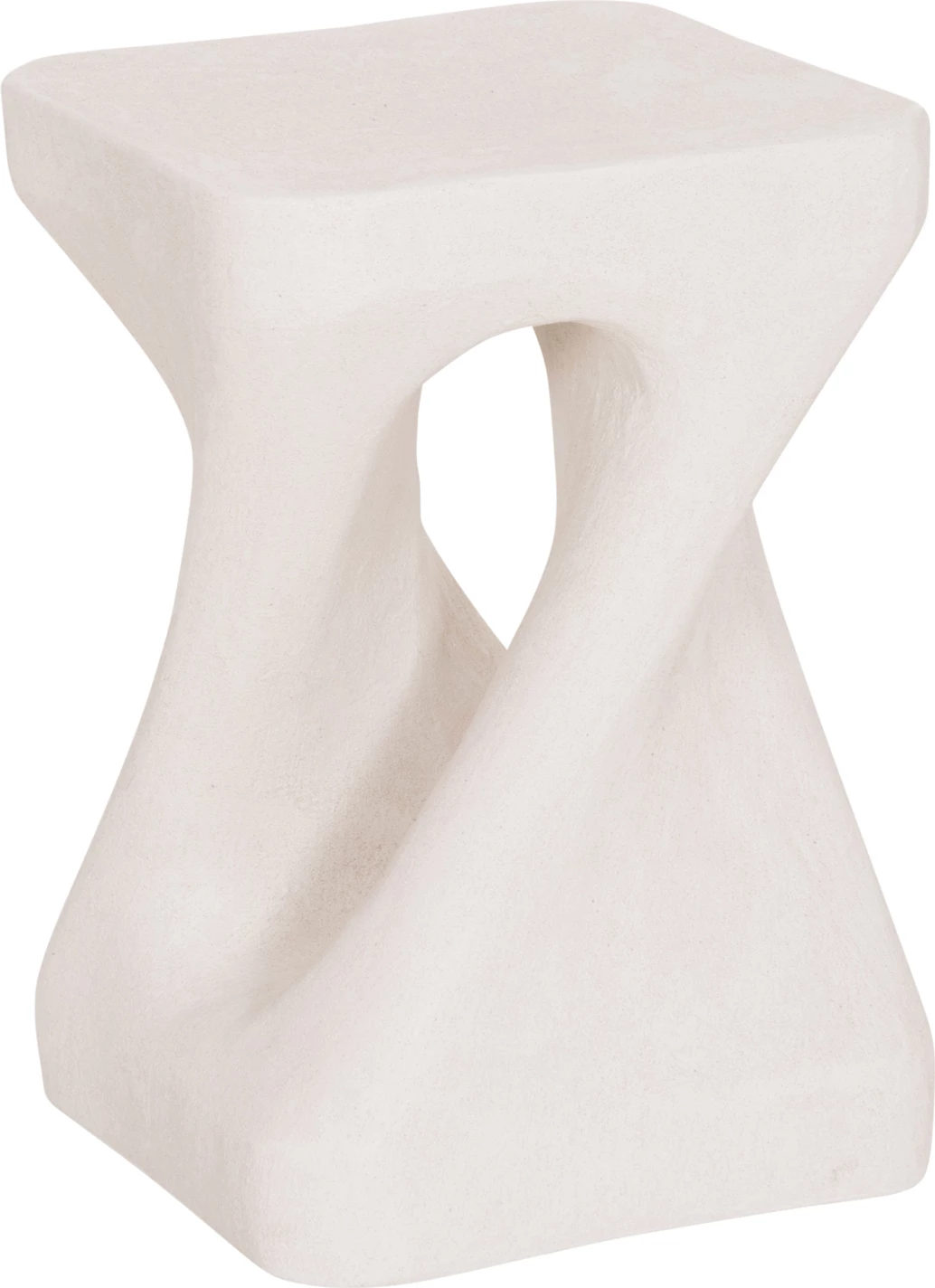 Stool katror SANTORINI, polirezine, ngjyrë off-white, 30x30x45cm