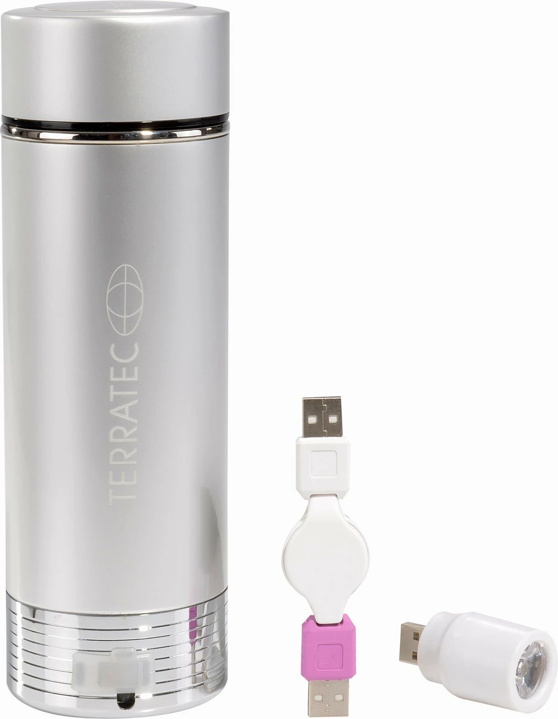 Termos me Powerbank TerraTec HotPot 1200, 1200mAh, LiPo, me LED, argjendtë