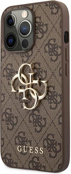 Mbështjellës Guess 4G Big Metal Logo për iPhone 13 Pro Max, Kafe