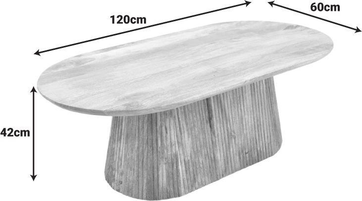 Tavolinë kafeje Aithra, dru mango i fortë, ngjyrë natyrale, 120x60x42cm