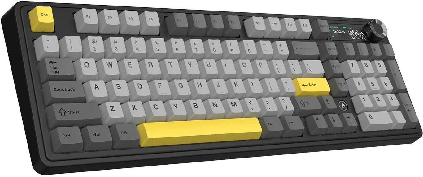Tastierë mekanike Ajazz AK980 V2, wireless/USB-C, RGB, hot-swap, 98% US ANSI, Gift V2 Switch, gri-zezë me të verdha