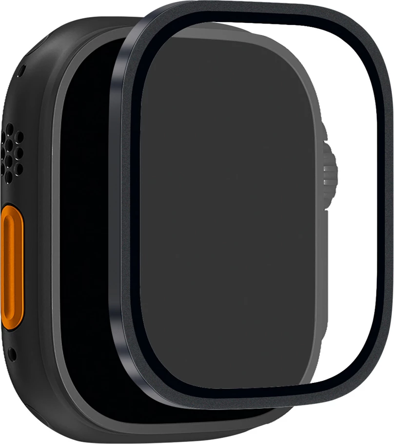Mbrojtës ekrani i temperuar Puro Titanium Frame për Apple Watch Ultra/Ultra 2/Ultra 3M, 9H, i zi