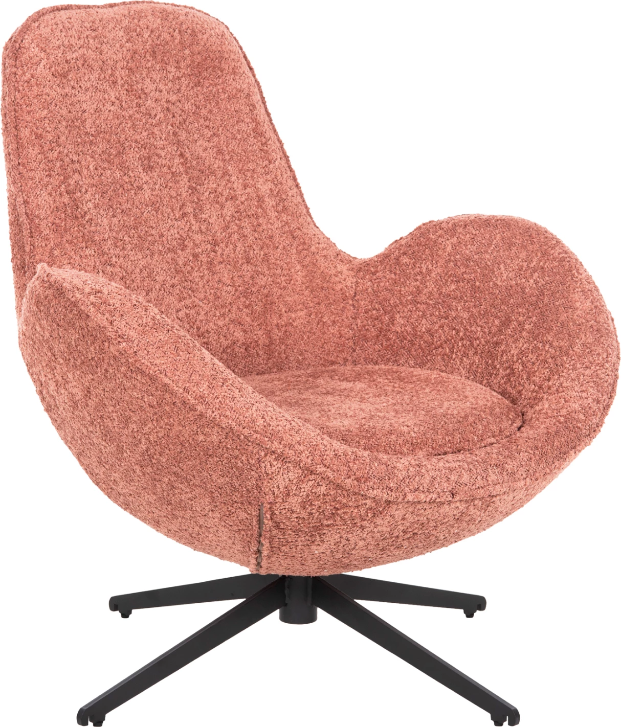 Karrige rrotulluese BRYNN, pëlhurë boucle rozë, bazë metalike e zezë, 88x76x88H cm