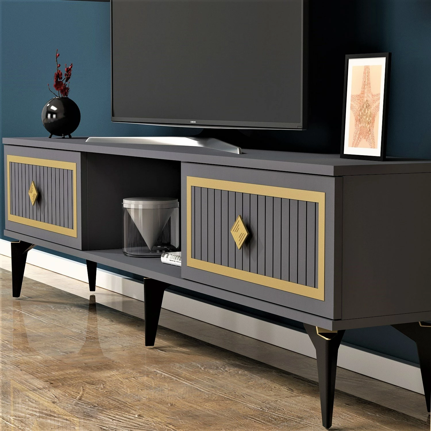 Komodë TV Hanah Home, Nil, anthracite dhe ari