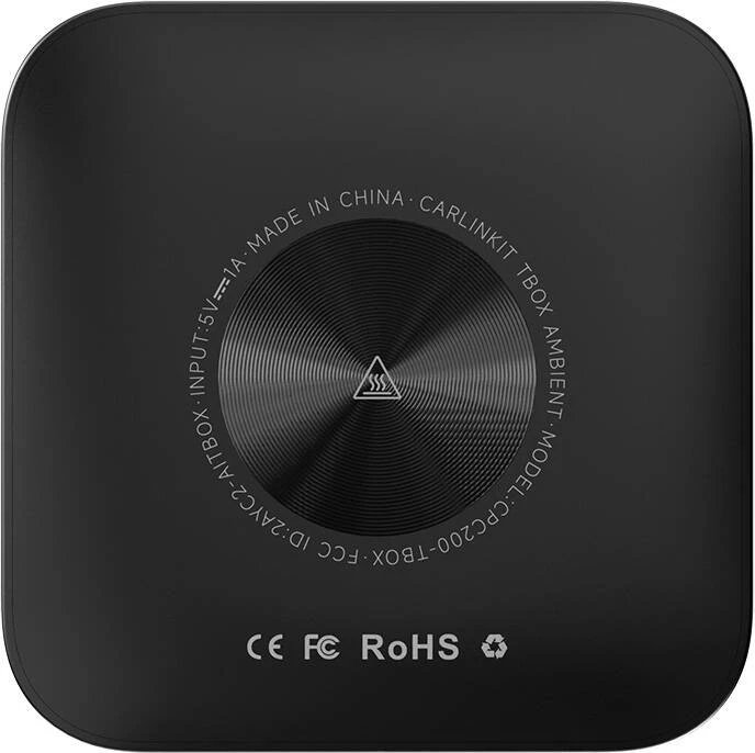 Adapter wireless për makinë Carlinkit TBOX PLUS LED, 4GB RAM, 64GB ROM, Apple CarPlay/Android Auto, i zi