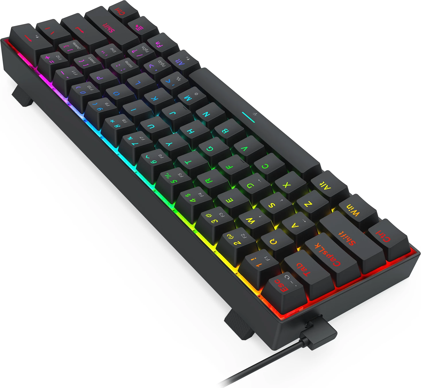 Tastierë me kabllo gaming Redragon Fizz K617RGB-M, 60% 61 taste, Hall Effect magnetike, 8000Hz, RGB, e zezë