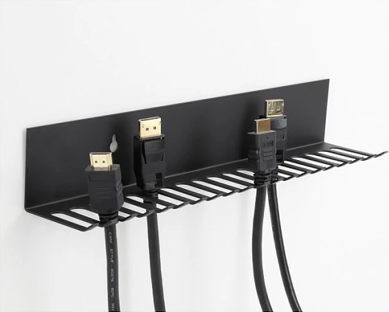Mbajtës kabllosh DeLOCK 318 x 65 mm, montim në mur, metal, 19 vende, i zi
