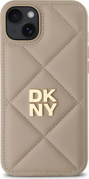 Mbështjellës DKNY Quilted Stack Logo për iPhone 15 Plus, Bezhe