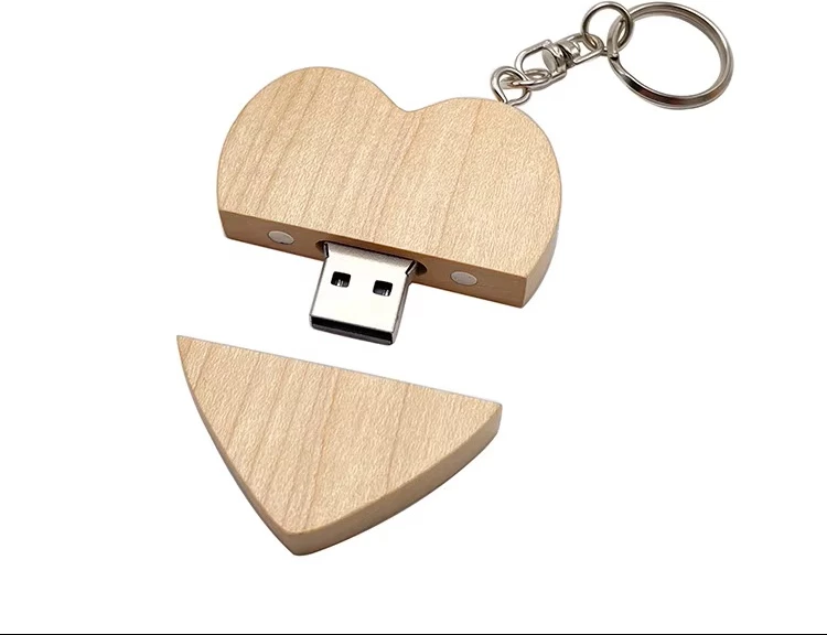 USB Flash Drive 16GB prej Druri në Formë Zemre për Dhuratë