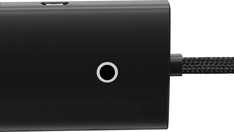Kasë Baseus Lite Series HUB 4-në-1, USB-C në 4x USB 3.0 + USB-C, 25cm, e zezë
