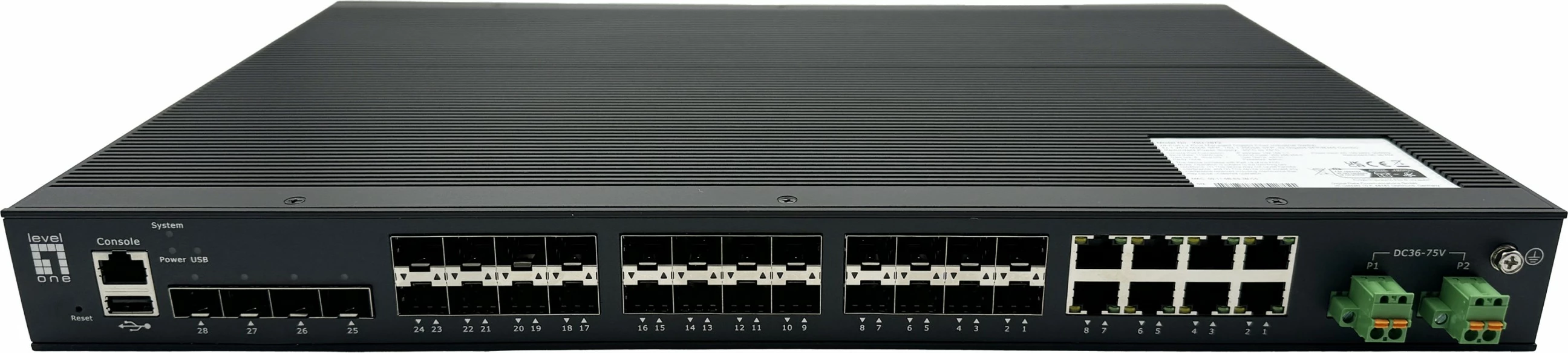 Switch LevelOne IGU-2872, 28-Port, L2 Plus, Managed, Gigabit Fiber, Industrial, Rack mounting