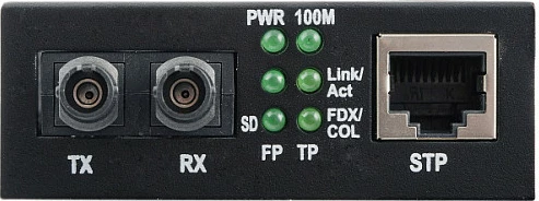 Media konverter EFB Elektronik RJ45-STP në ST fibra, Fast Ethernet 10/100Mbps, 1310nm/2km, i zi