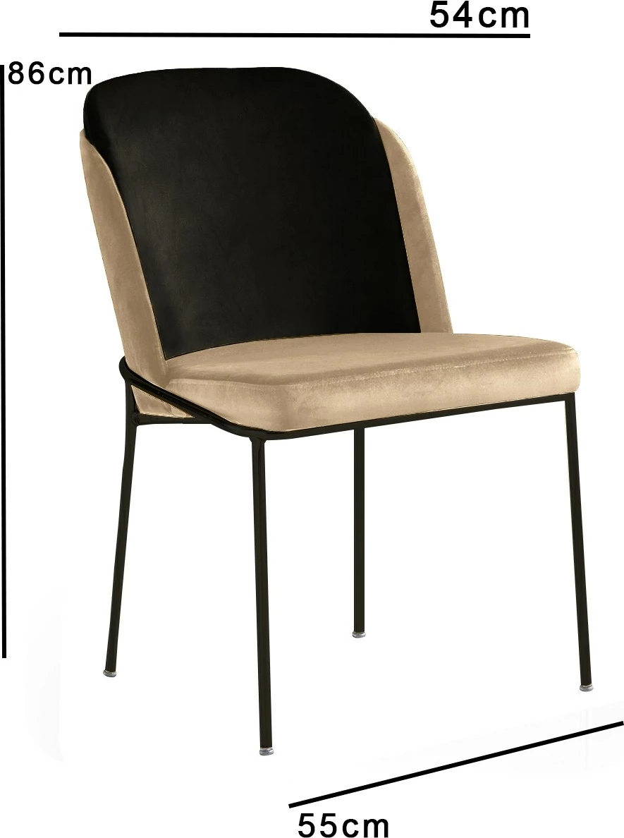 Set karrigesh (2 copë), Hanah Home, DR - 145 V2, kadife, ngjyrë e zezë dhe krem