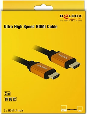 HDMI kabllo DeLOCK 85729, 2m, Ultra High Speed, 8K, eARC, zi