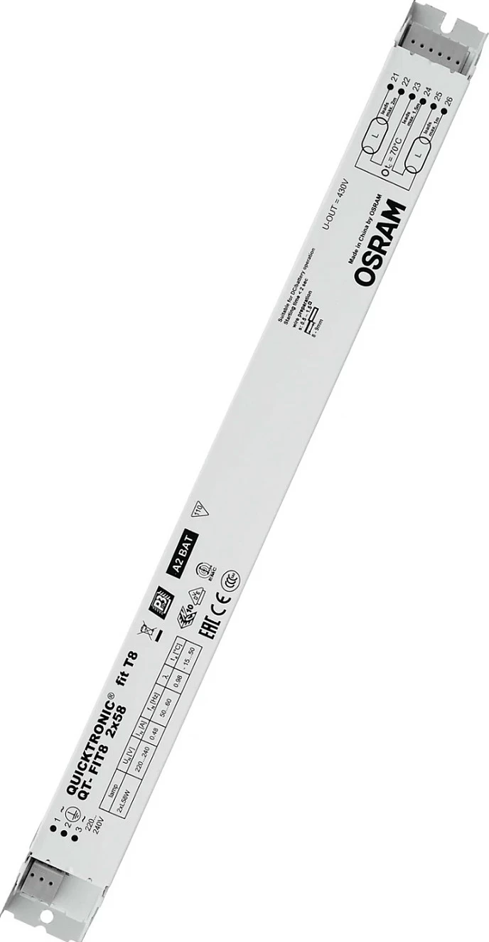 Balast elektronik OSRAM QUICKTRONIC FIT T8 2x58W/2x70W G13, 220-240V, i bardhë