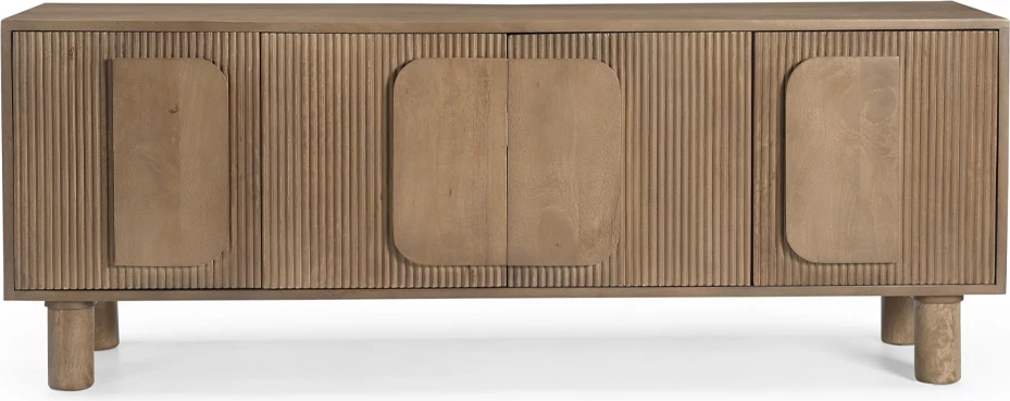 Komodë TV PARADIS me 4 dyer, ngjyrë arre e çelët, 160x40x60cm