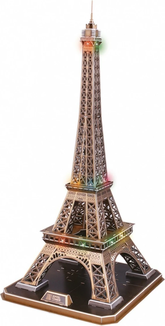 Puzzle 3D Cubic Fun Eiffel Tower me drita LED, 82 pjesë