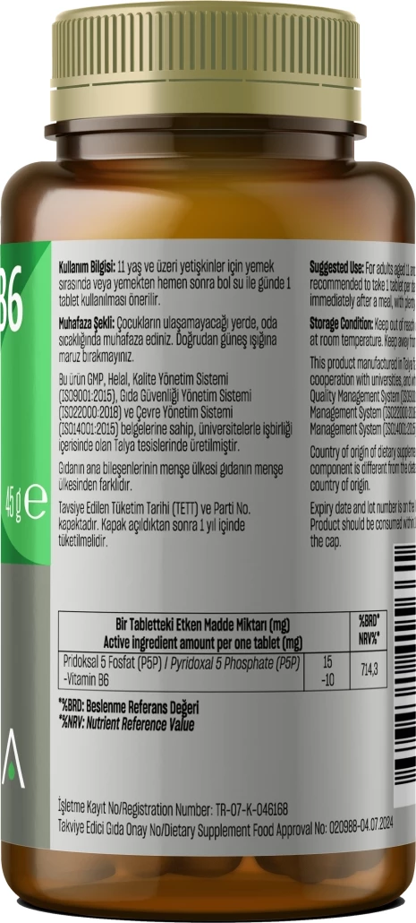 Vitamin B6 P-5-P, 60 tableta